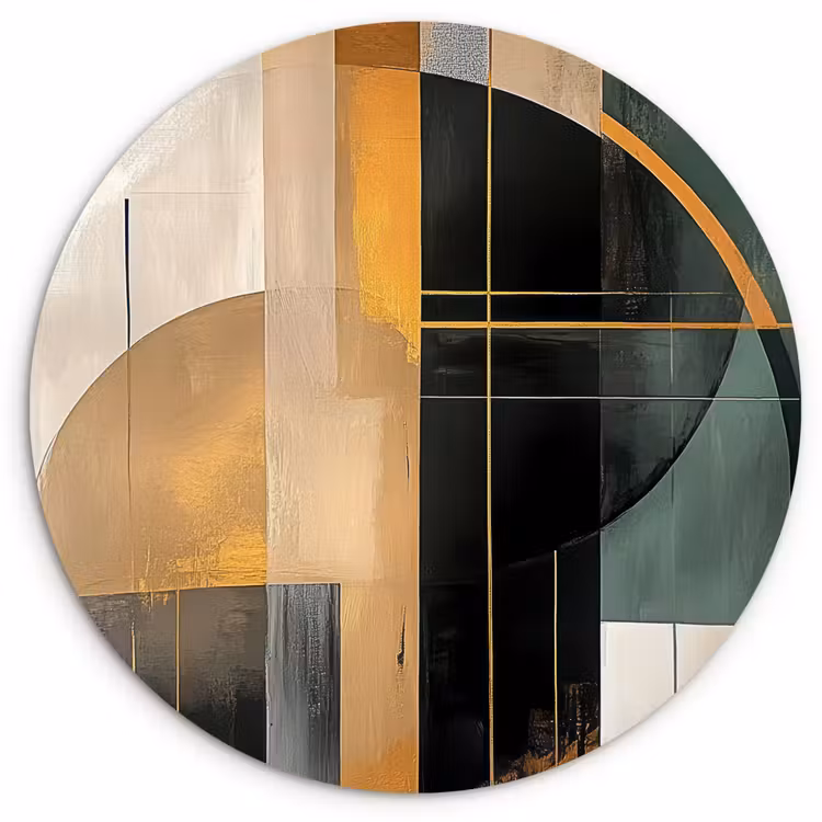 Muurcirkel - Abstract - Goud - Brons - Groen - Vormen - Modern — 1