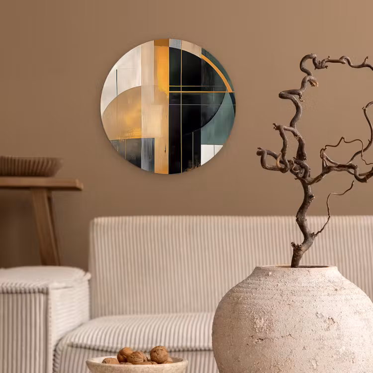 Muurcirkel - Abstract - Goud - Brons - Groen - Vormen - Modern — 2