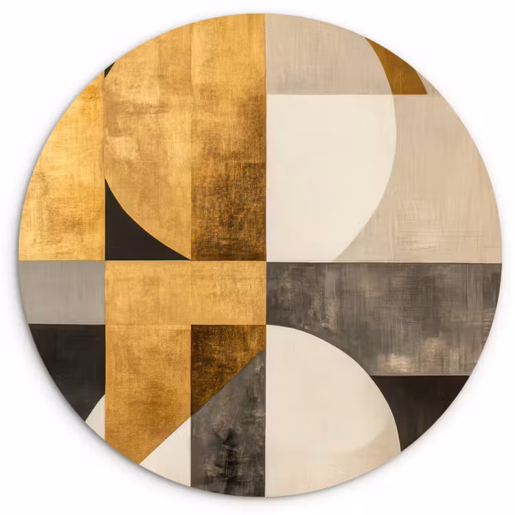Muurcirkel - Abstract - Goud - Grijs - Vormen - Geometrisch — 1