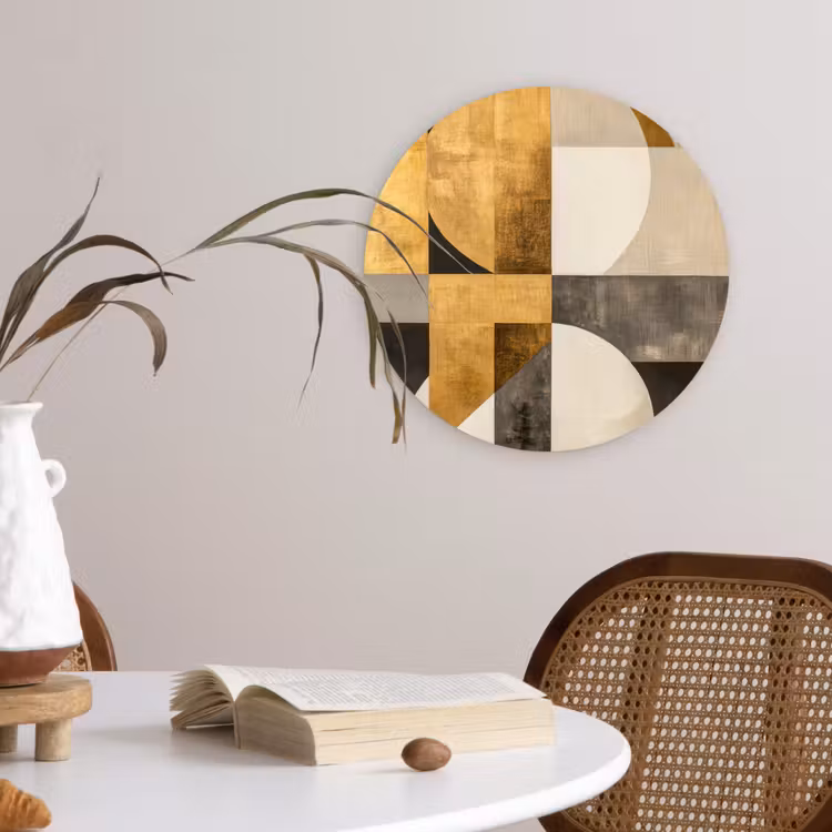 Muurcirkel - Abstract - Goud - Grijs - Vormen - Geometrisch — 4