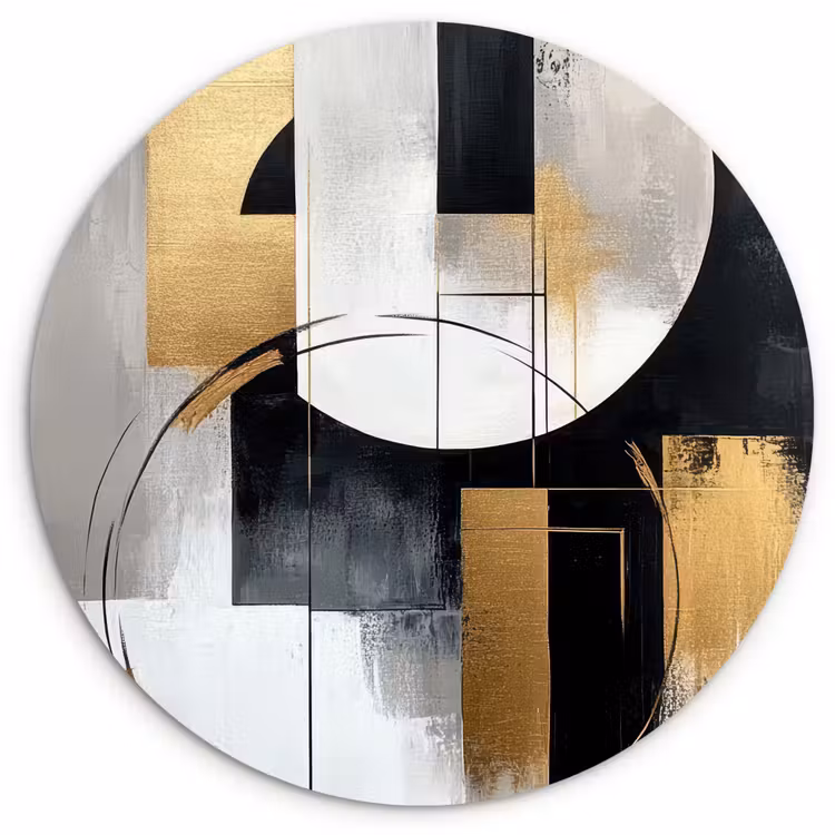 Muurcirkel - Abstract - Goud - Zilver - Vormen - Aesthetic — 1