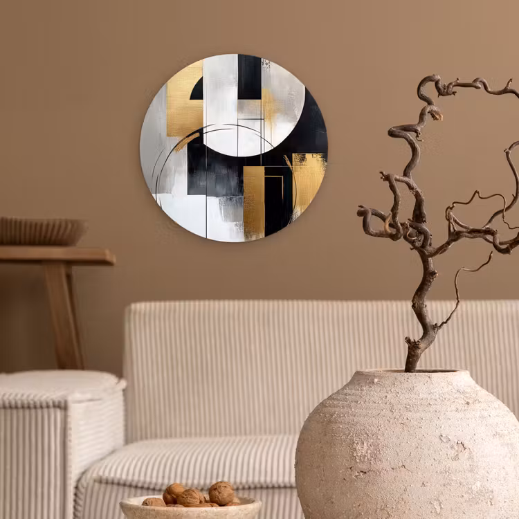 Muurcirkel - Abstract - Goud - Zilver - Vormen - Aesthetic — 2