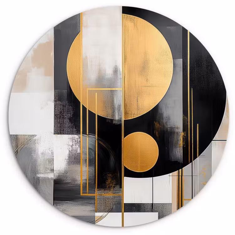 Muurcirkel - Abstract - Goud - Zilver - Vormen - Aesthetic - Modern — 1