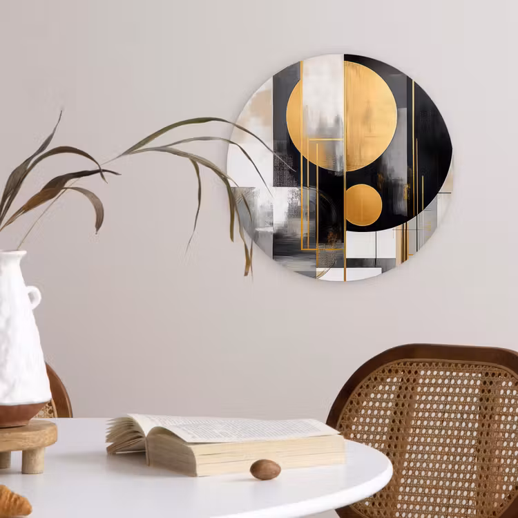 Muurcirkel - Abstract - Goud - Zilver - Vormen - Aesthetic - Modern — 4