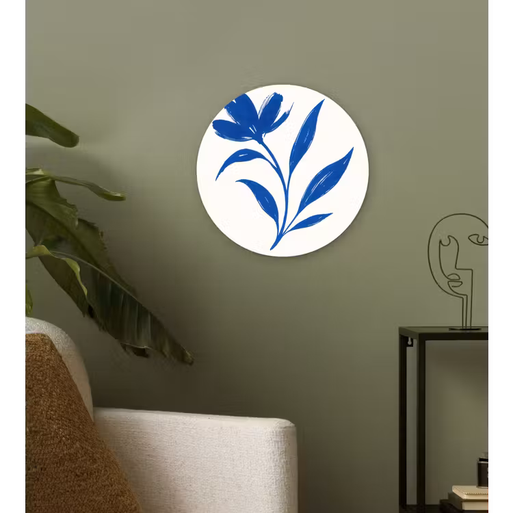 Muurcirkel - Bloem - Blaadjes - Minimalistisch - Blauw — 3