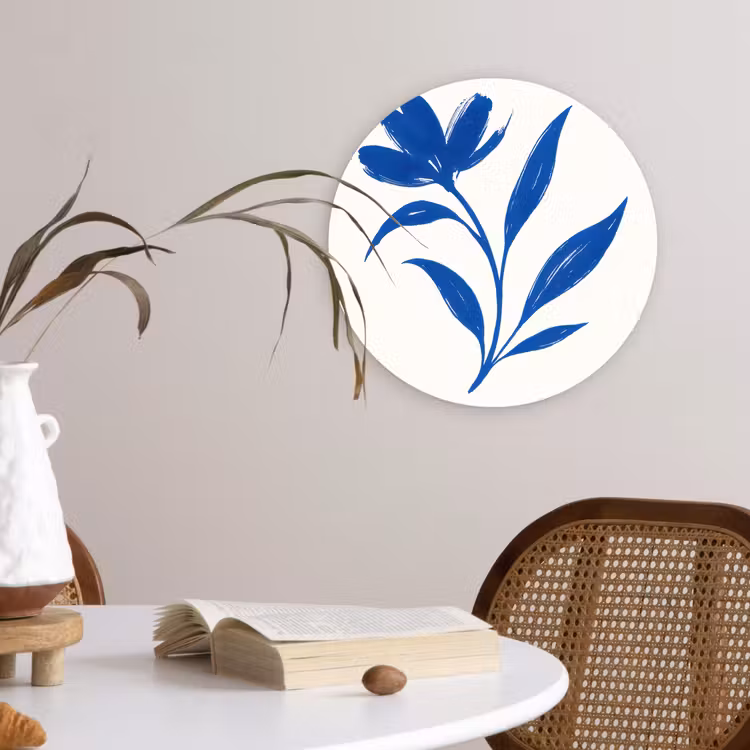 Muurcirkel - Bloem - Blaadjes - Minimalistisch - Blauw — 4