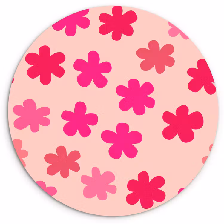 Muurcirkel - Bloemen - Patroon - Roze — 1