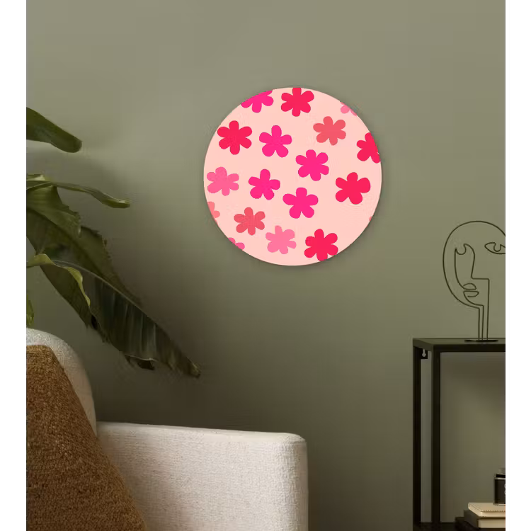 Muurcirkel - Bloemen - Patroon - Roze — 3