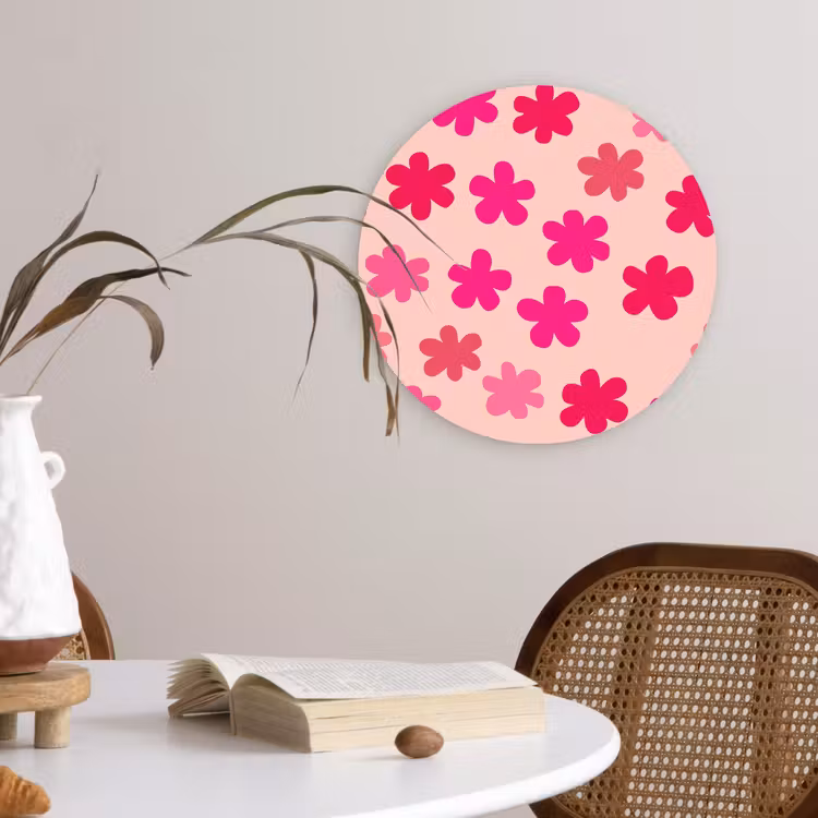 Muurcirkel - Bloemen - Patroon - Roze — 4
