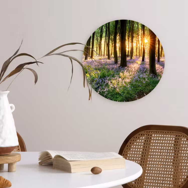 Muurcirkel - Bos - Bloemen - Lavendel - Zon - Paars - Natuur — 4