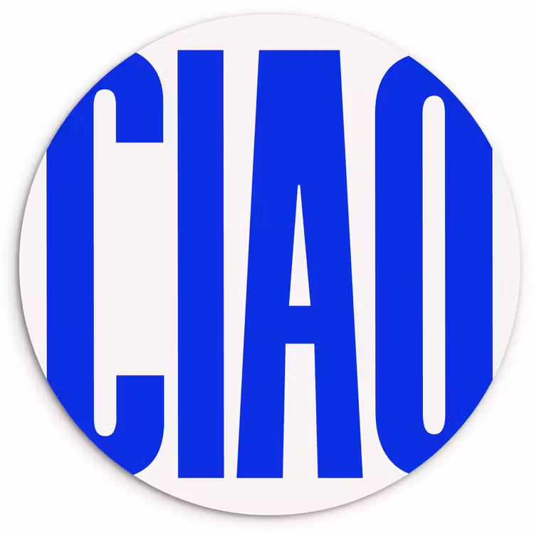 Muurcirkel - Ciao - Hoofdletters - Blauw - Minimalistisch — 1