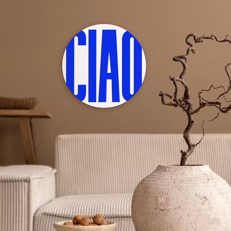 Muurcirkel - Ciao - Hoofdletters - Blauw - Minimalistisch — 2