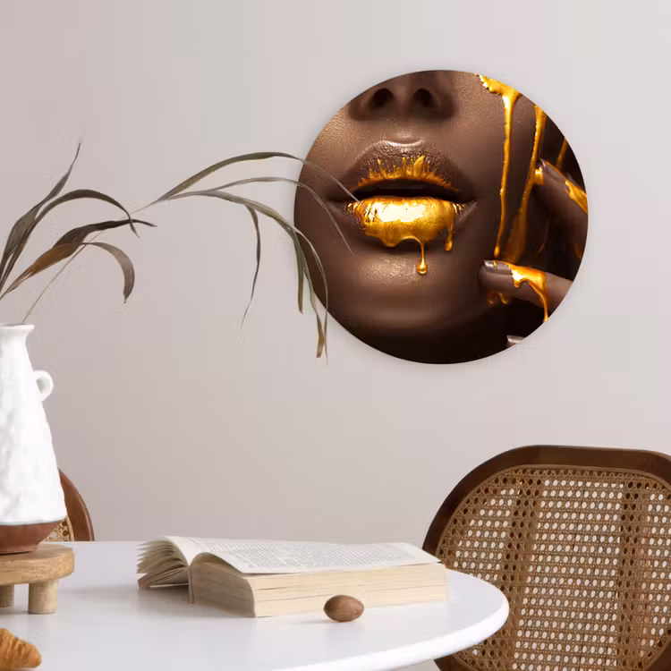 Muurcirkel - Goud - Vrouw - Verf - Lippen - Luxe — 4