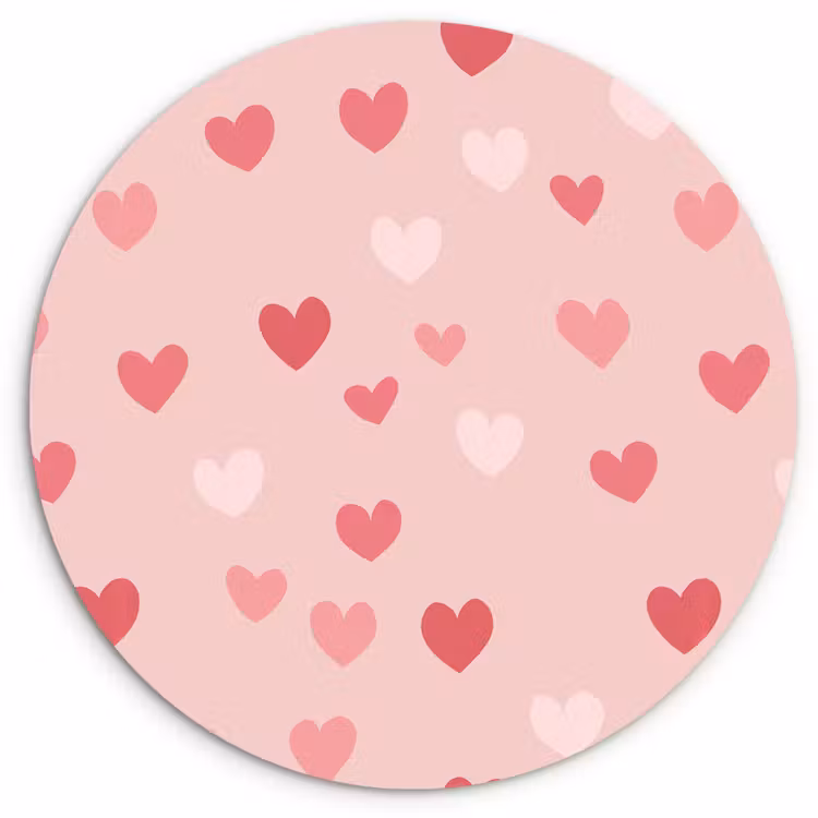 Muurcirkel - Hartjes - Patroon - Roze — 1