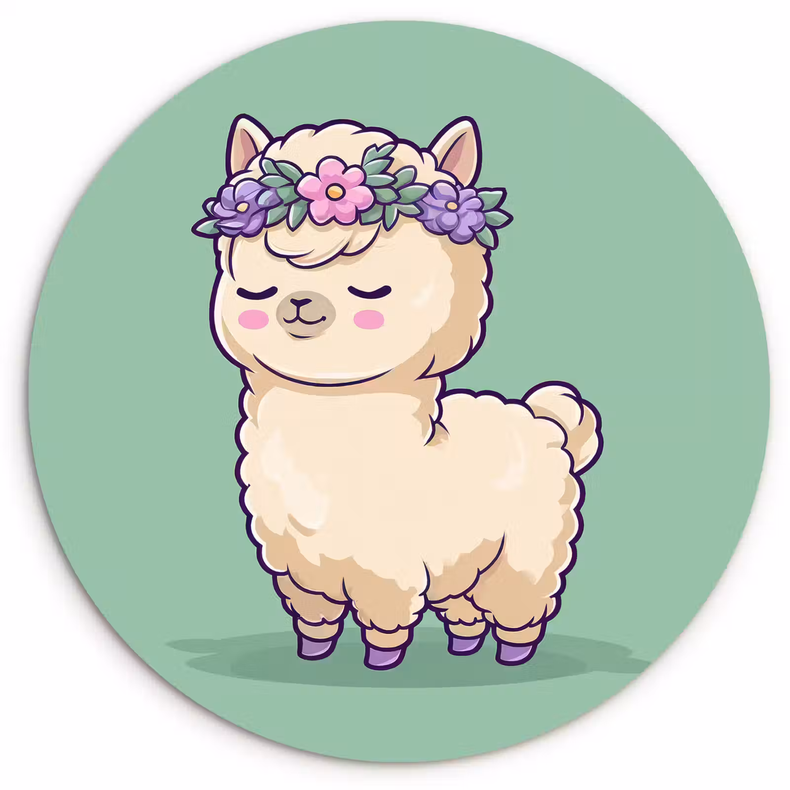 Muurcirkel - Alpaca - Groen - Bloemendiadeem — 1