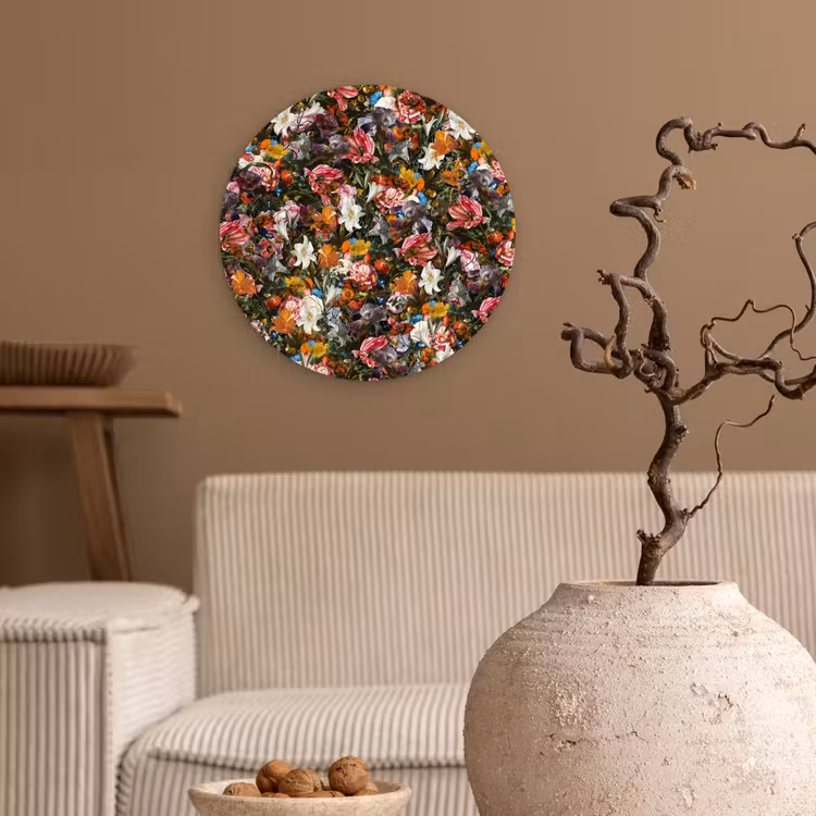 Muurcirkel - Bloemen - Vlinder - Design - Kunst - Abstract - Schilderij - Oude meesters — 2