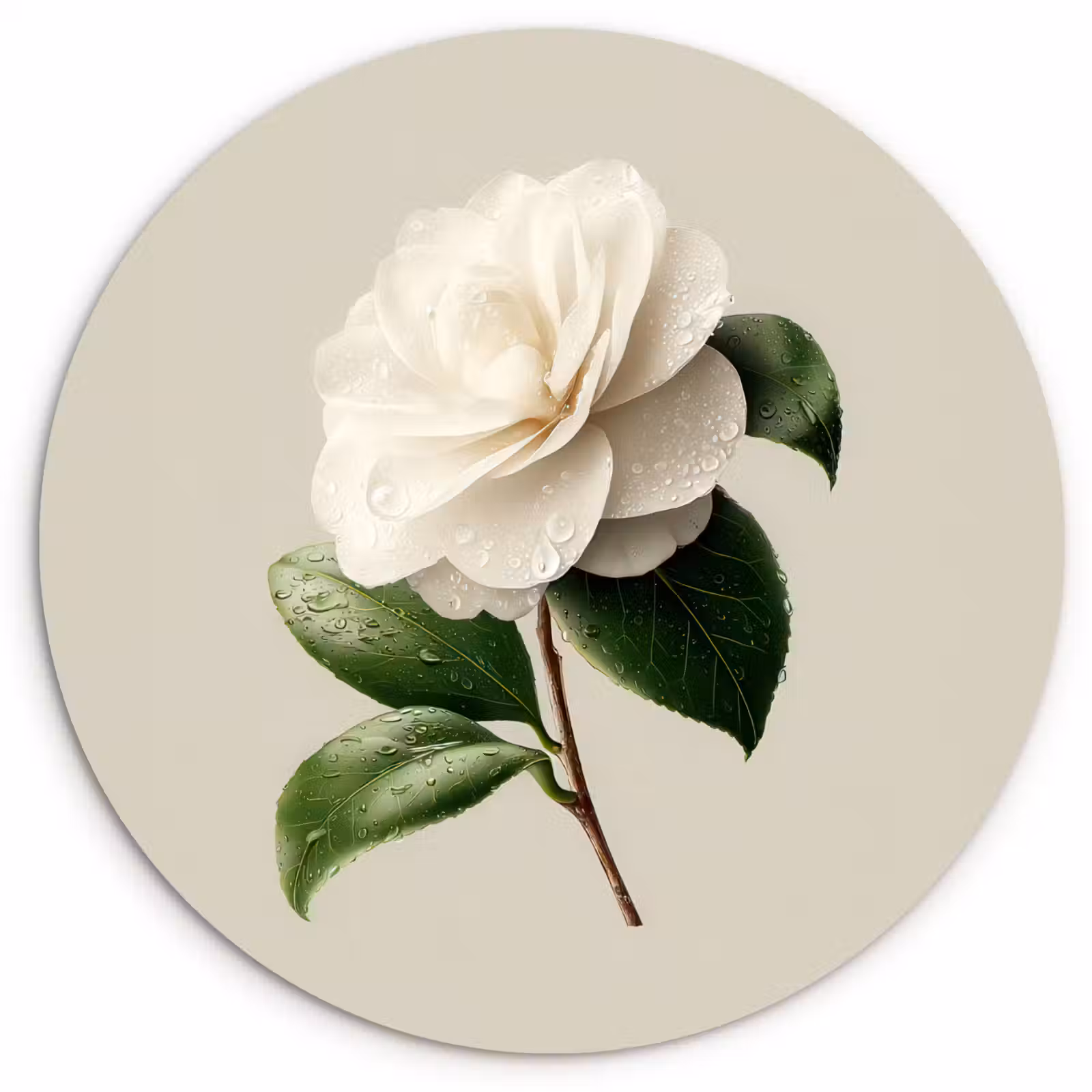 Muurcirkel - Cameliabloem - Wit - Groen — 1