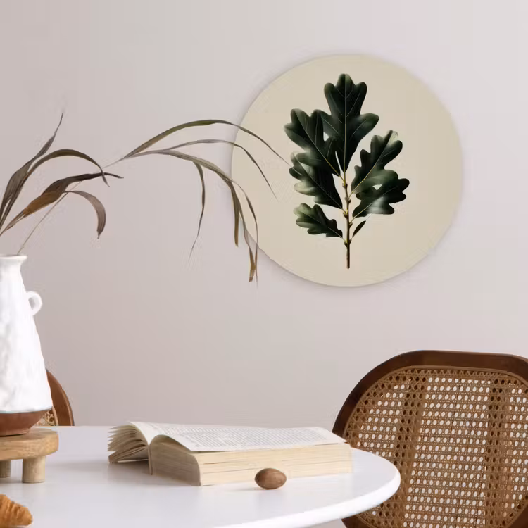 Muurcirkel - Eikenbladeren - Beige - Groen - Golvende randen — 4