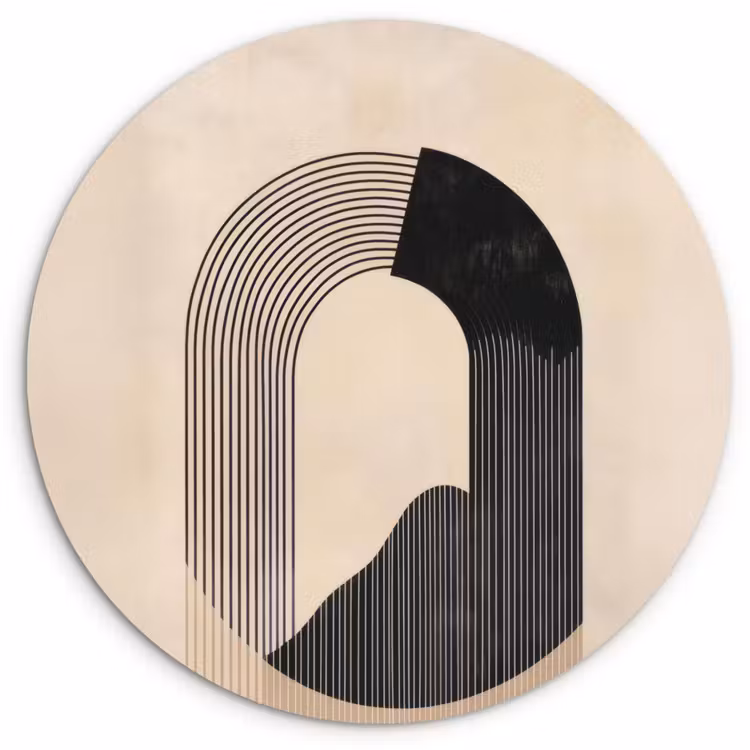 Muurcirkel - Grafisch gebogen motief - Beige — 1