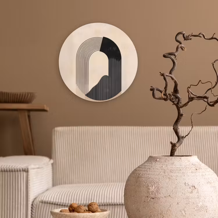 Muurcirkel - Grafisch gebogen motief - Beige — 2