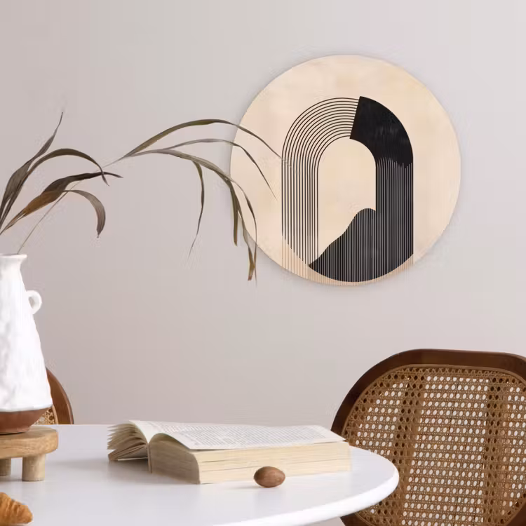 Muurcirkel - Grafisch gebogen motief - Beige — 4