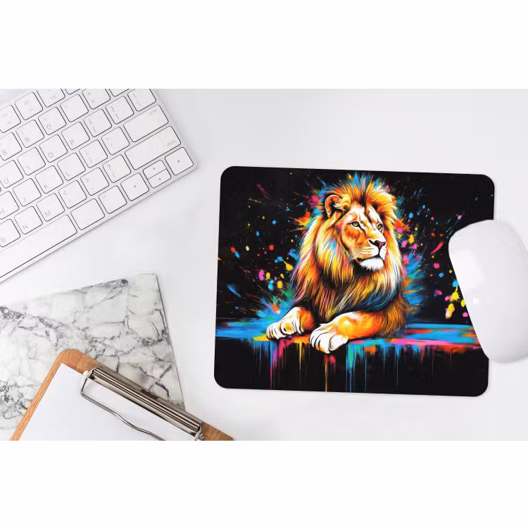 Muismat - Leeuw - Kleurrijk - Spetters — 2