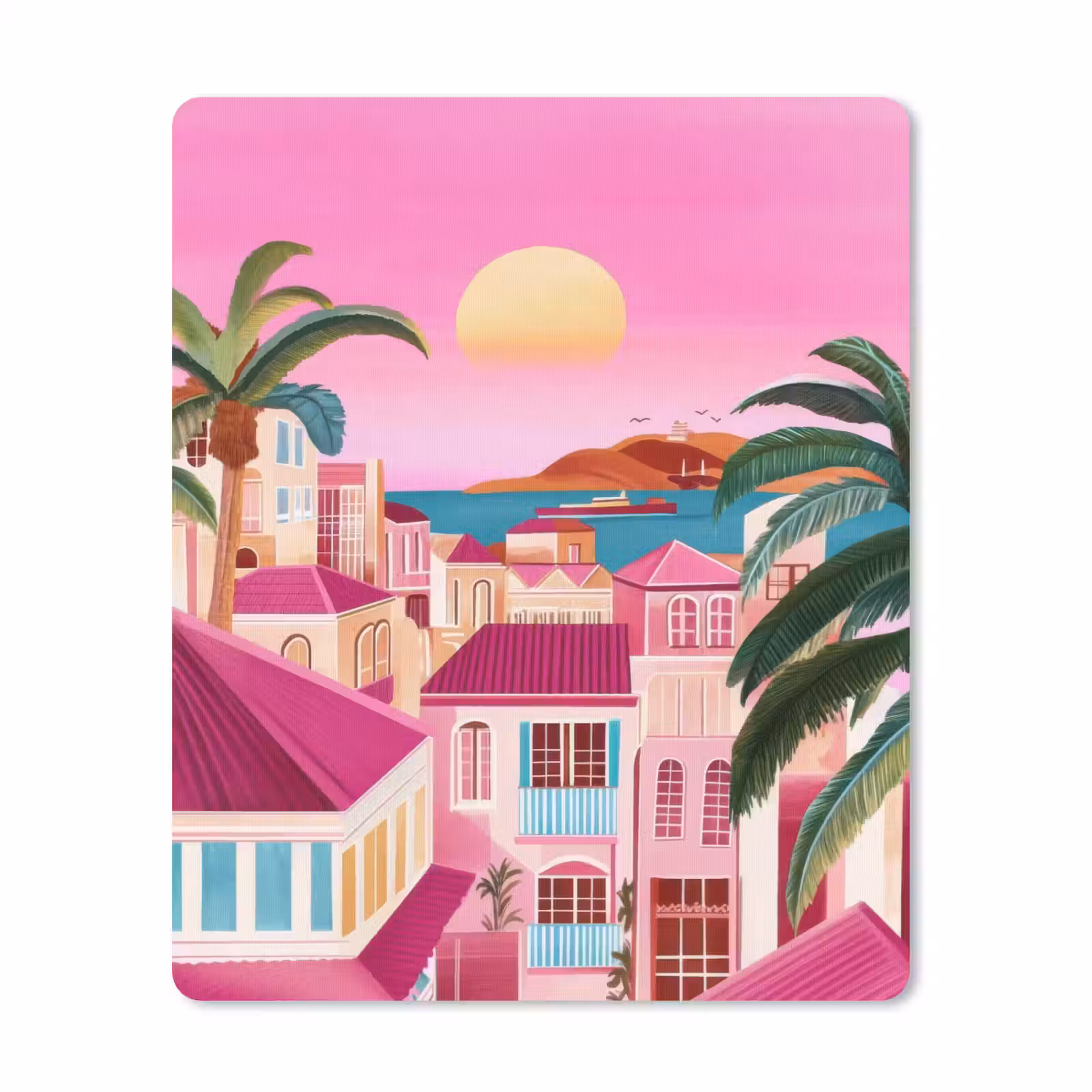 Muismat - Stad - Roze - Palmbomen — 1