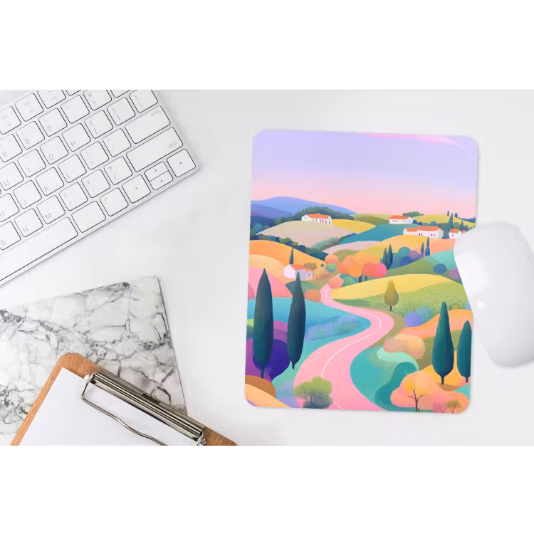Muismat - Landschap - Paars - Pastel - Huizen — 4