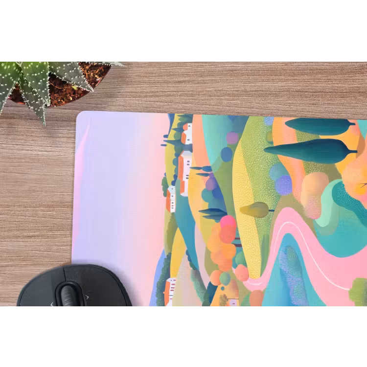 Muismat - Landschap - Paars - Pastel - Huizen — 5