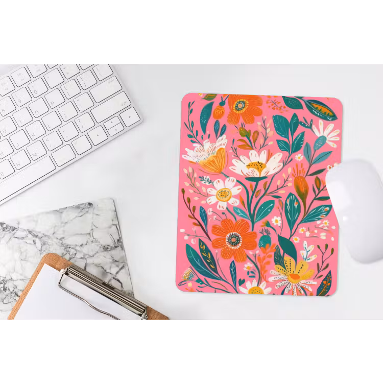 Muismat - Roze - Bloemen - Wit - Oranje — 4