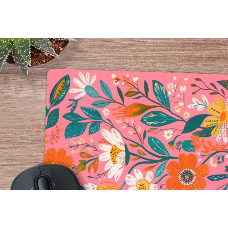 Muismat - Roze - Bloemen - Wit - Oranje — 5