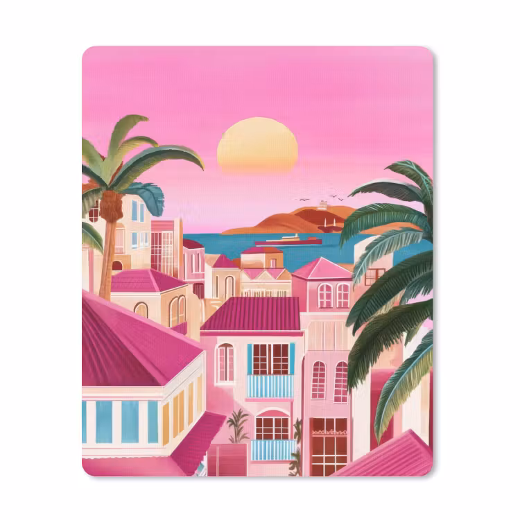 Muismat - Stad - Roze - Palmbomen — 1