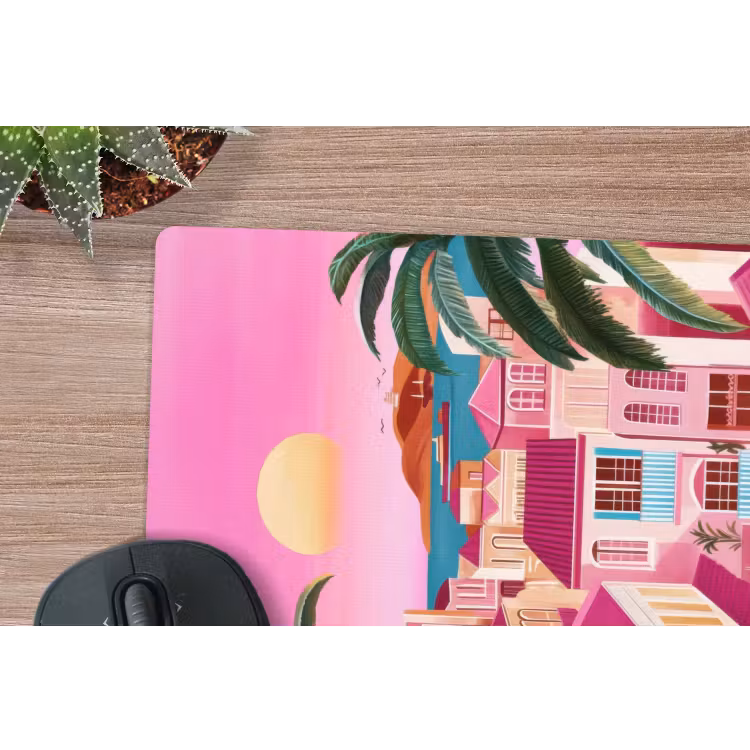 Muismat - Stad - Roze - Palmbomen — 5