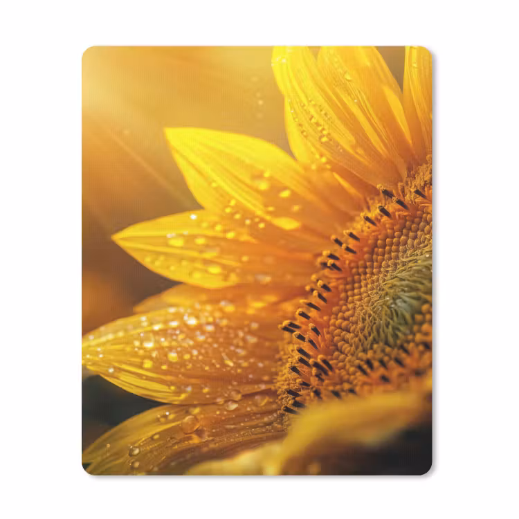 Muismat - Zonnebloem - Dauwdruppels - Geel - Zonlicht — 1