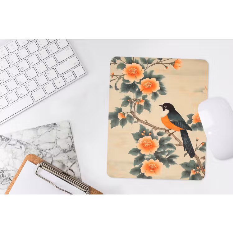 Muismat - Vogel - Tak - Bloemen - Oranje — 4