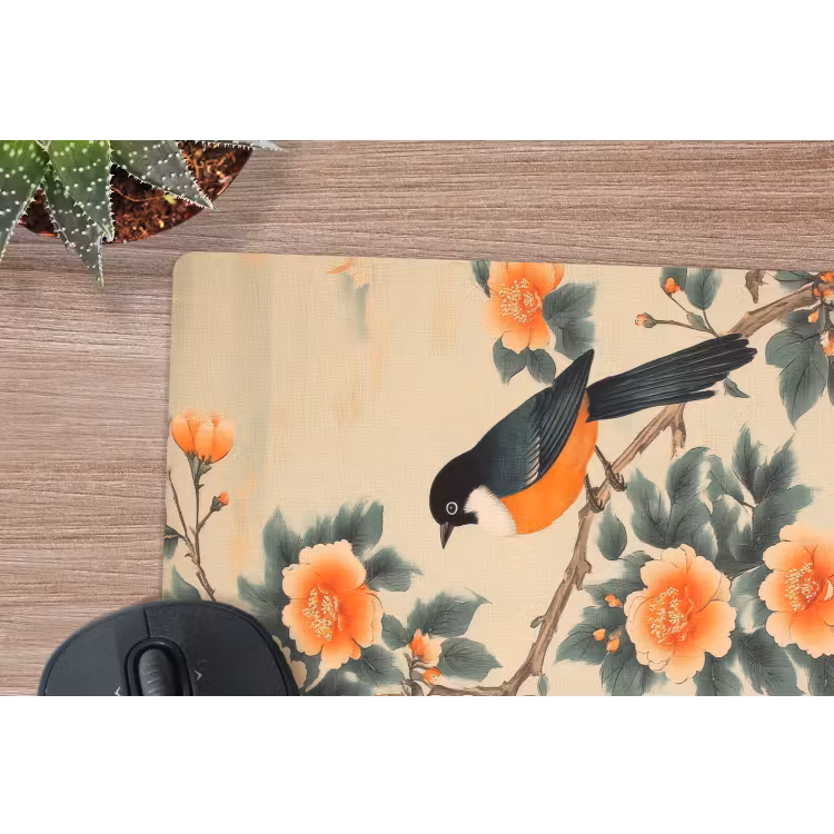 Muismat - Vogel - Tak - Bloemen - Oranje — 5
