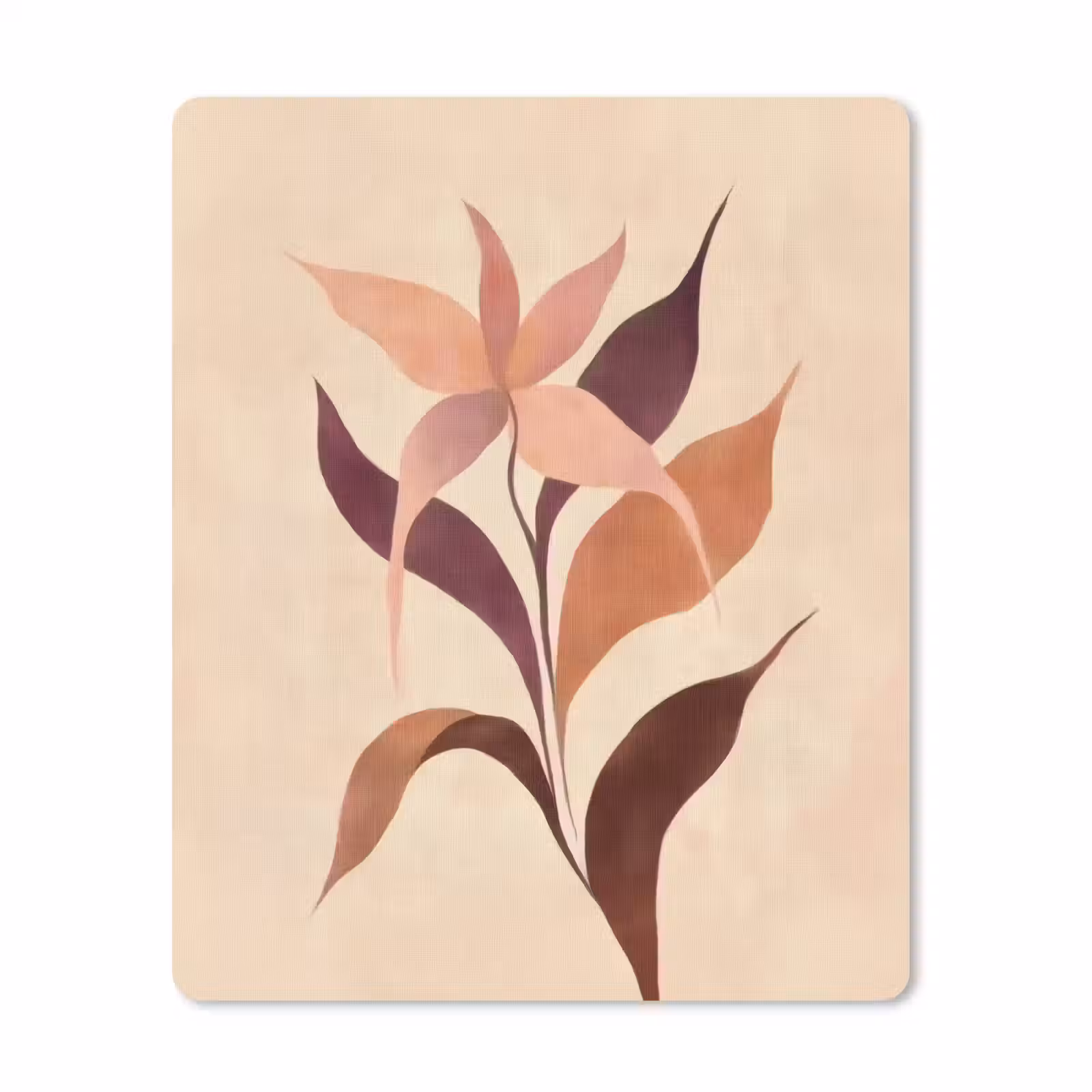 Muismat - Minimalistisch - Bloem - Bladeren - Beige — 1
