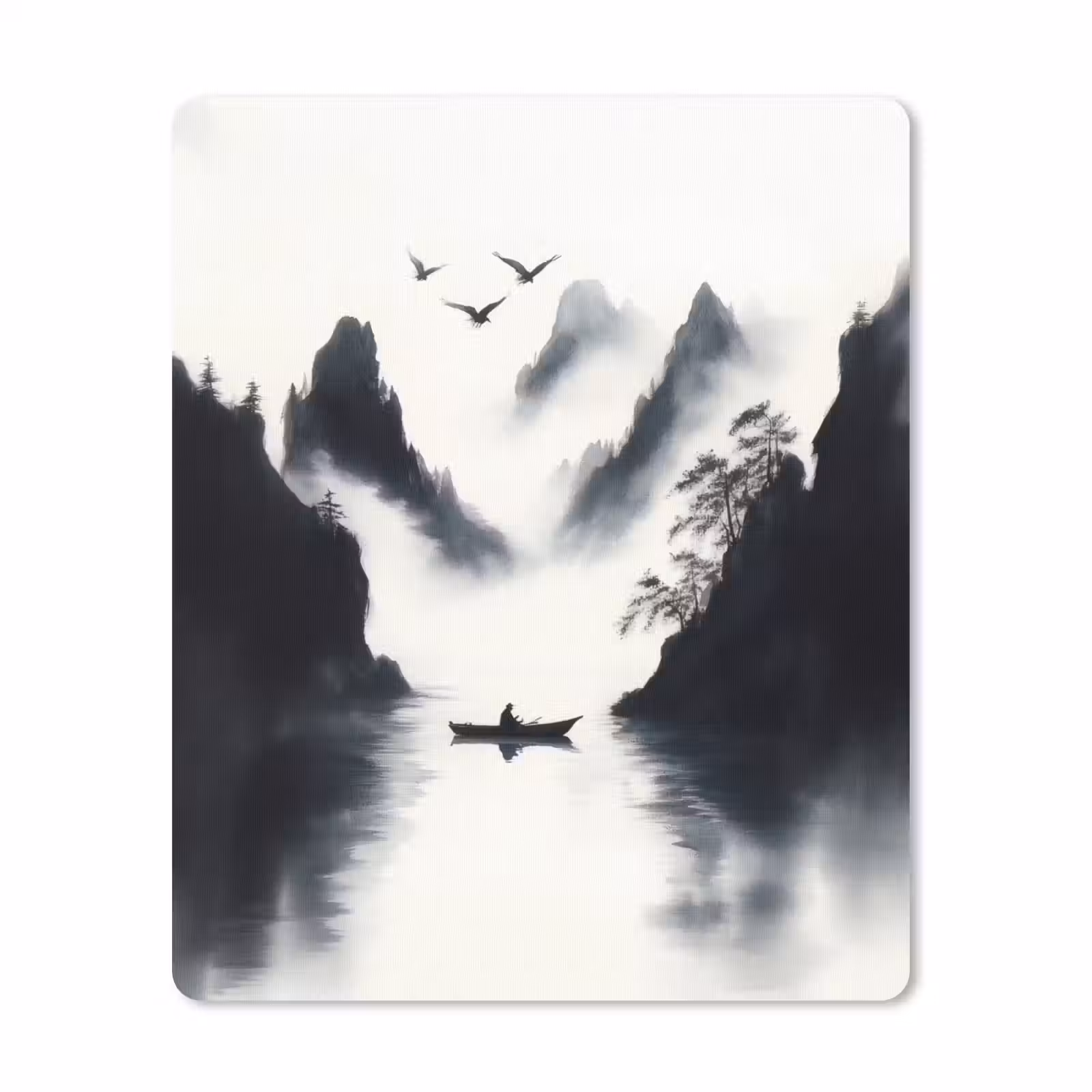 Muismat - Roeiboot - Mistig - Bergen - Vogels — 1