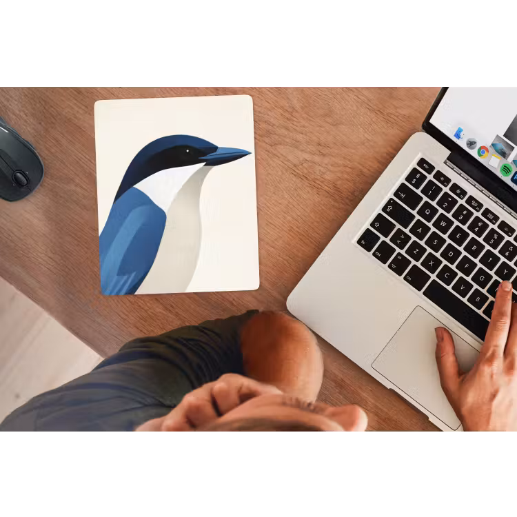 Muismat - Illustratie - Blauw - Vogel — 2