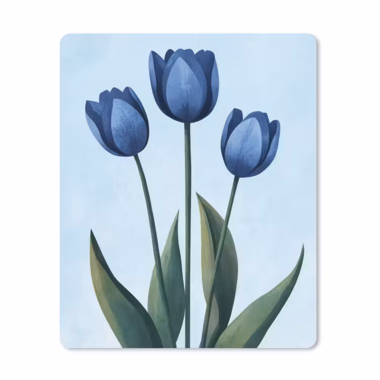 Muismat - Tulpen - Blauw - Bladeren — 1