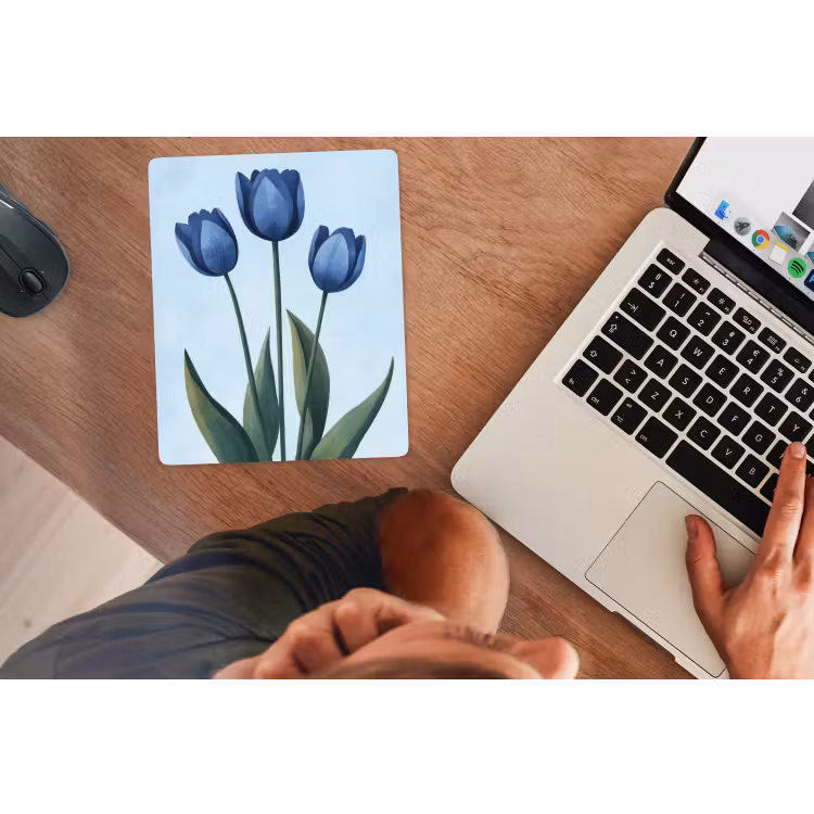 Muismat - Tulpen - Blauw - Bladeren — 2