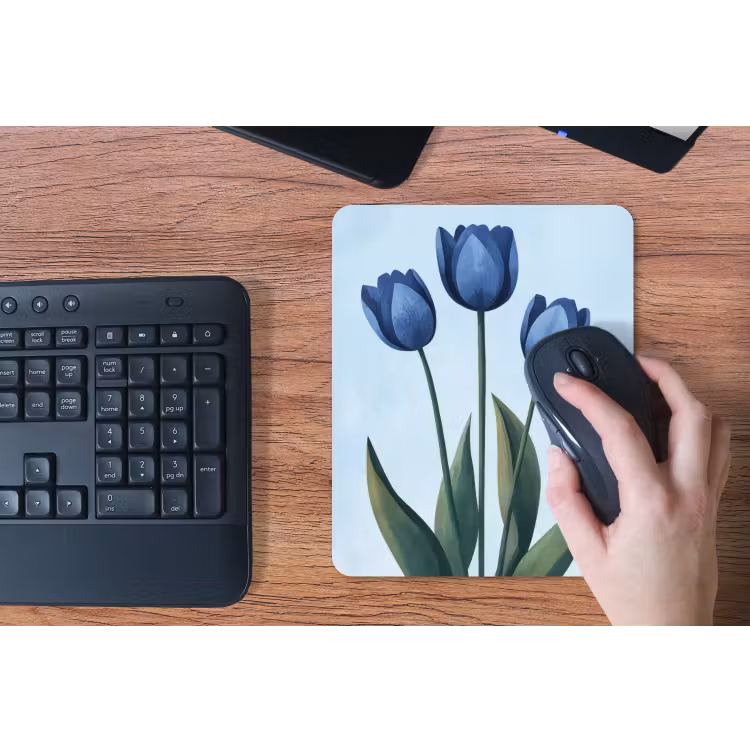 Muismat - Tulpen - Blauw - Bladeren — 3