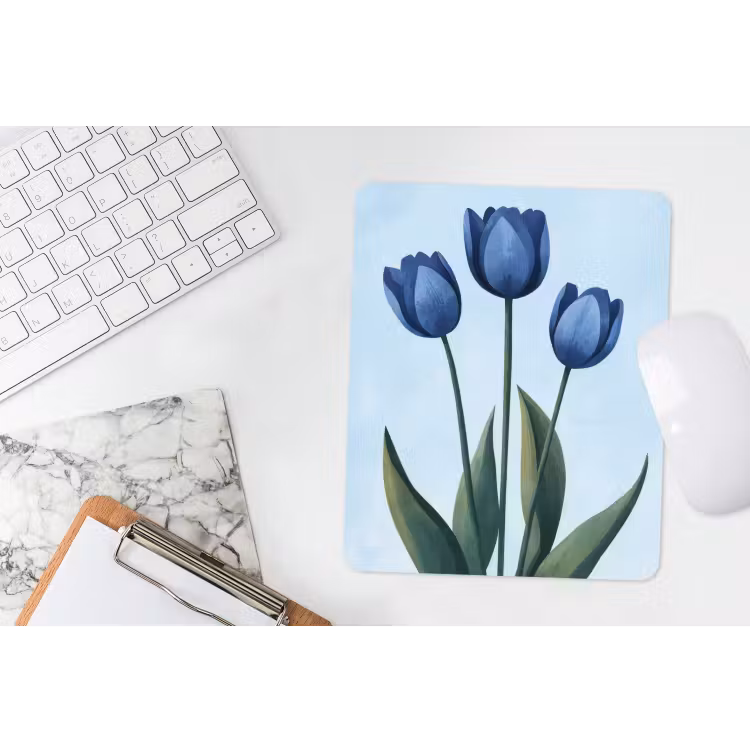 Muismat - Tulpen - Blauw - Bladeren — 4