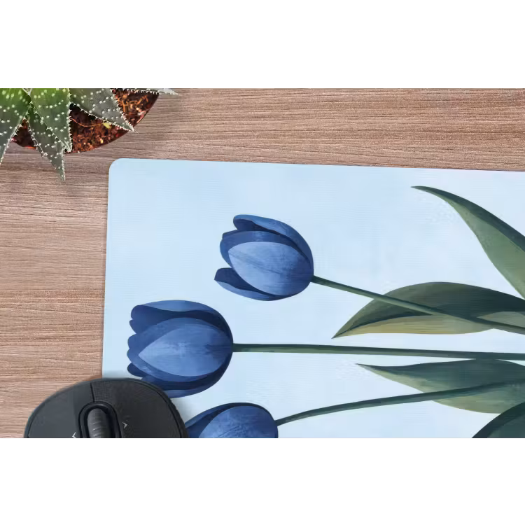 Muismat - Tulpen - Blauw - Bladeren — 5
