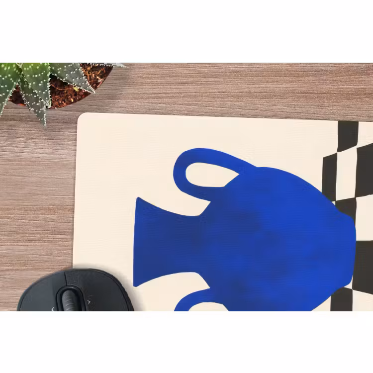 Muismat - Vaas - Blauw - Geblokt - Modern — 5