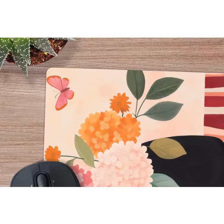 Muismat - Vaas - Bloemen - Vlinder - Rood — 5