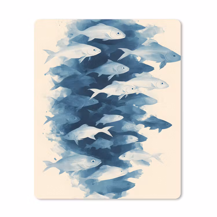 Muismat - Vissen - Minimalistisch - Blauw — 1