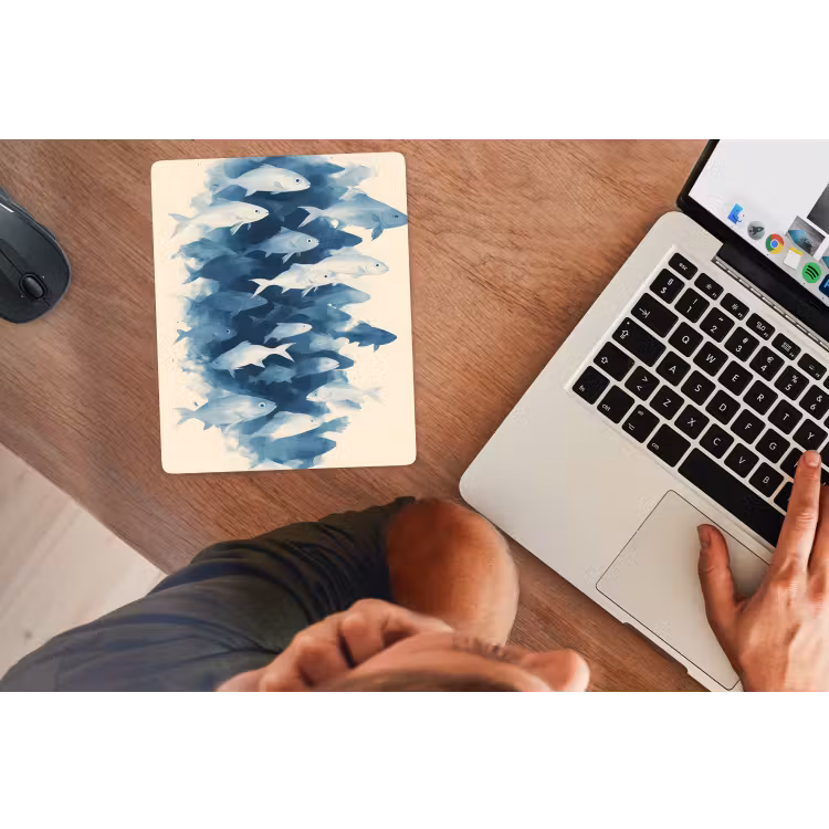 Muismat - Vissen - Minimalistisch - Blauw — 2