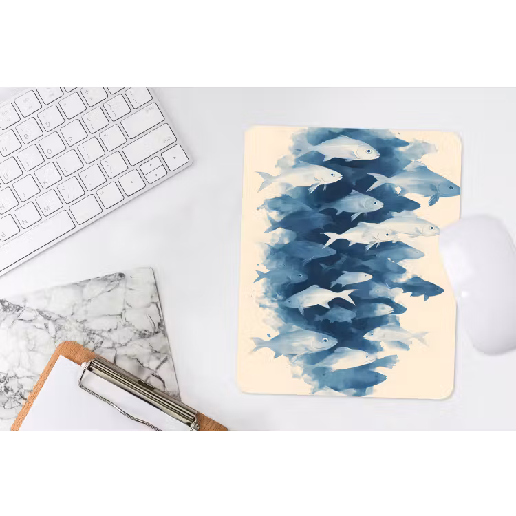Muismat - Vissen - Minimalistisch - Blauw — 4