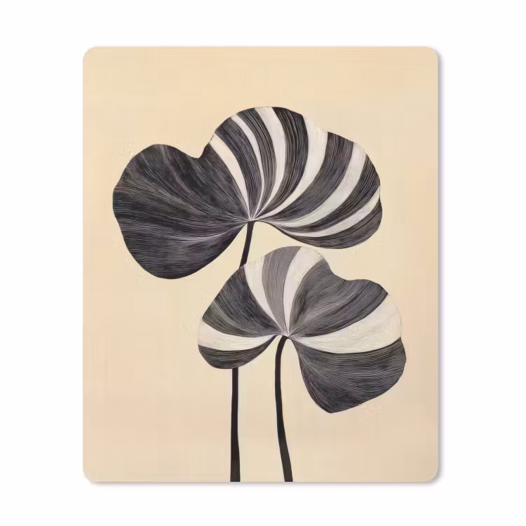 Muismat - Zwart - Bladeren - Strepen - Minimalistisch — 1
